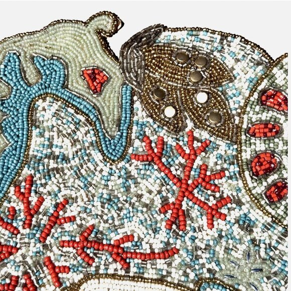 Beaded Starfish Seashell Shells Starfish Coral Reef Table Runner Ocean Beach 36" - Picture 7 of 10